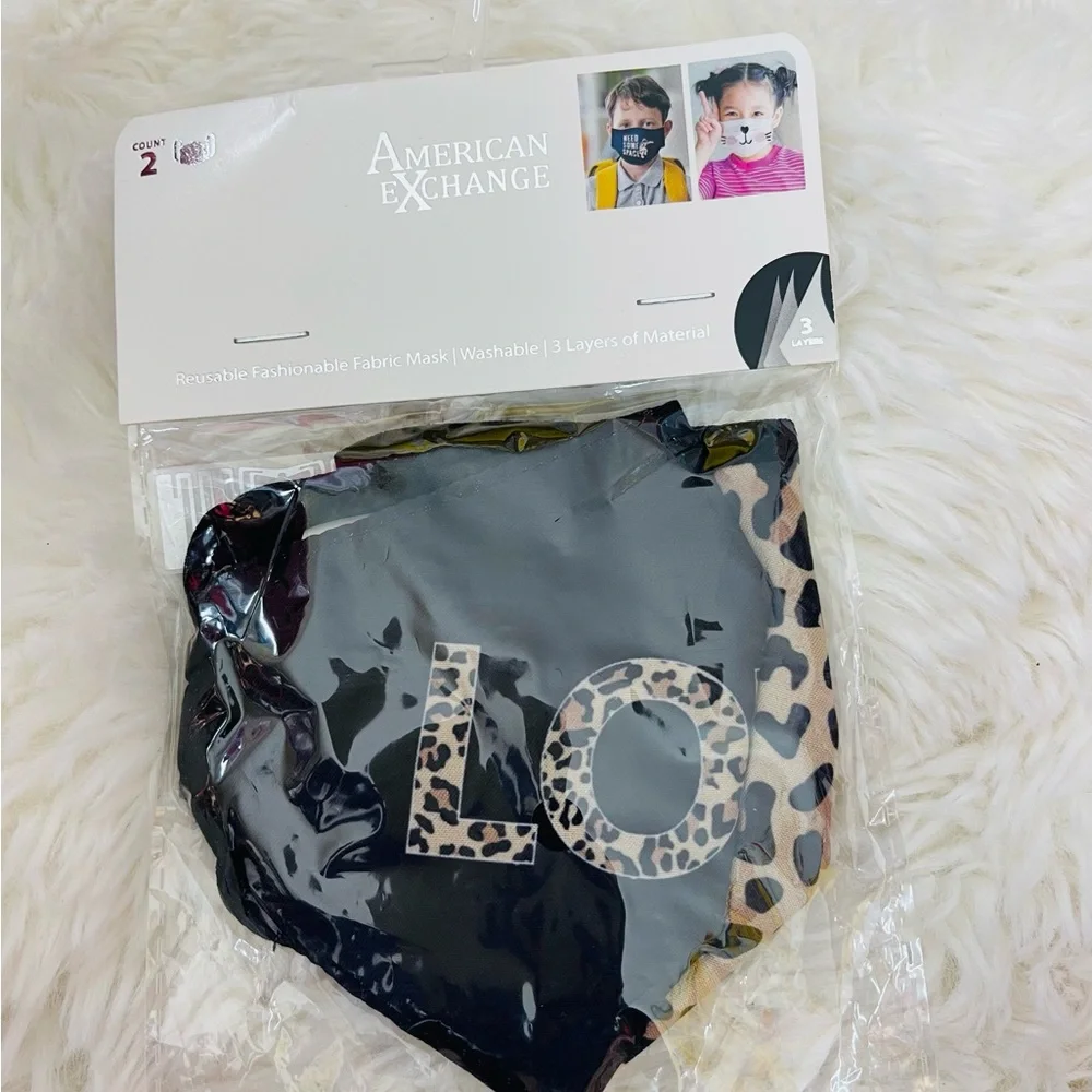 New American Exchange Kids boy girl Black & Leopard Face Mask beautiful 🎁 soft